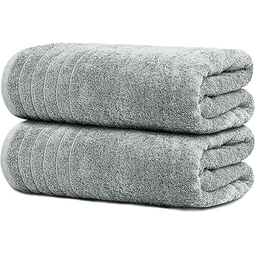 Tens Towels Large Bath Sheets, 100% Cotton, 35x70 inches Extra Large Bath Towel Sheets, Lighter Weight, Quicker to Dry, Super Absorbent, Oversized Bath Towels (Cool Grey)