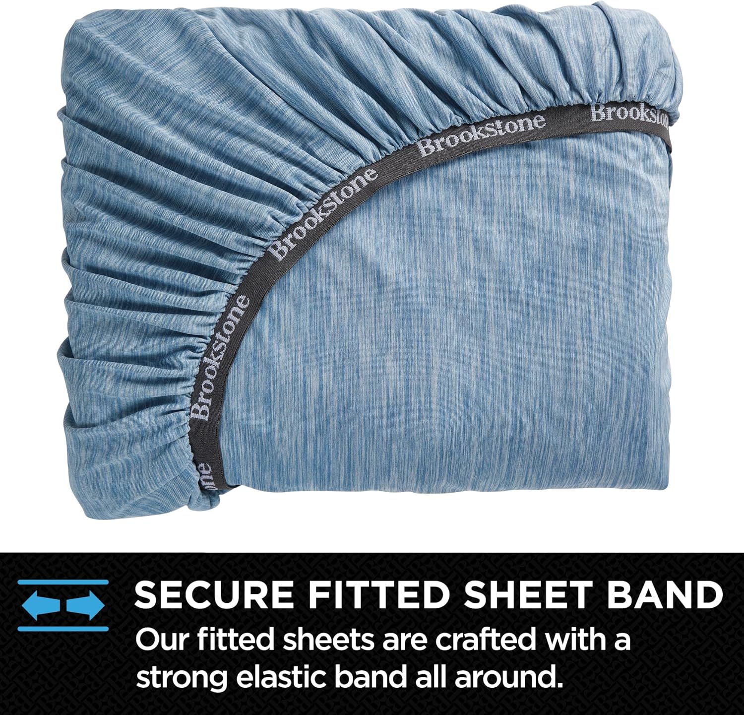 Brookstone Comfort King Sheet Set - Innovative Cooling Sheets for Hot Sleepers - Deep Sleep with Temperature Regulation - 4-Piece Set of Soft Flat, Fitted Sheet, & Two Pillowcases - Faded Denim - Image 4