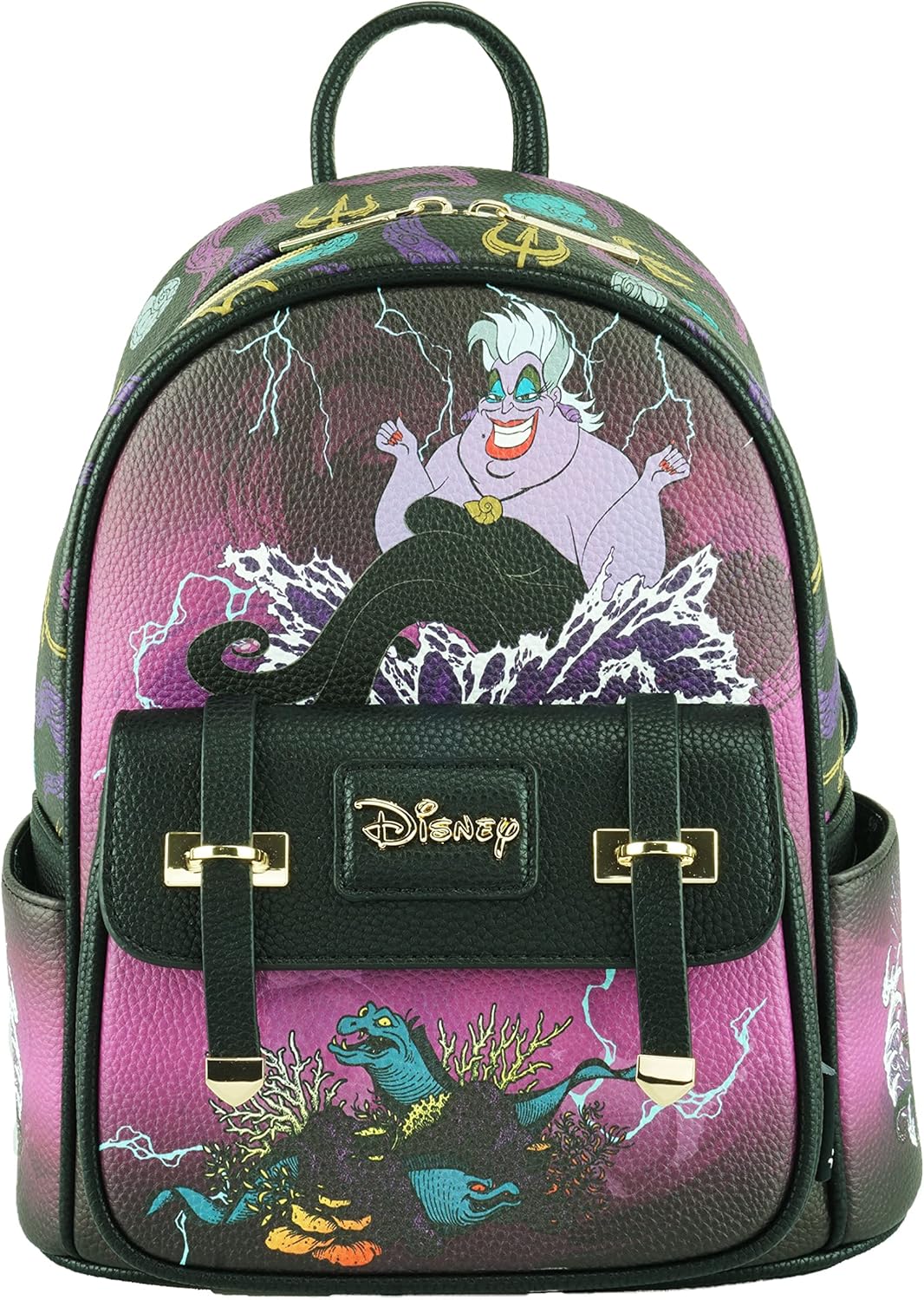 Wondapop Disney Ursula 11" Vegan Leather Fashion Mini Backpack