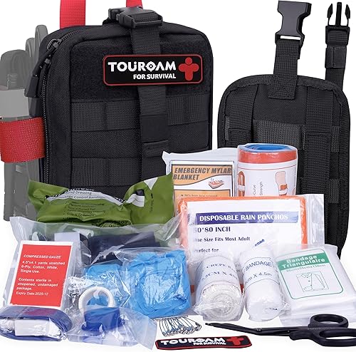 TOUROAM IFAK - Kit de primeros auxilios, kit de traumatismos de emergencia táctica Molle, kit de primeros auxilios de supervivencia militar, kit de