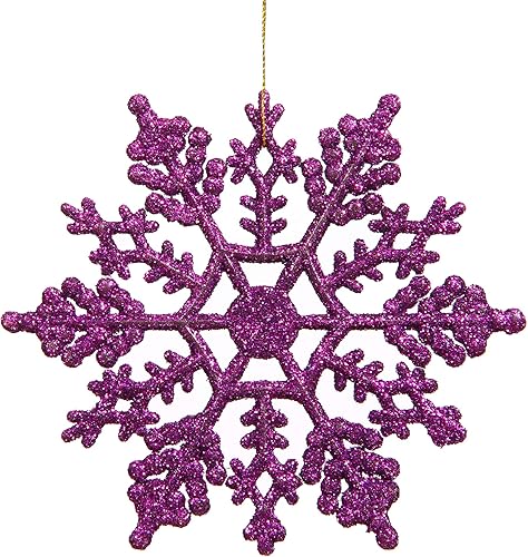 Vickerman Copo de nieve púrpura con purpurina con 24 por caja de PVC, 4 pulgadas