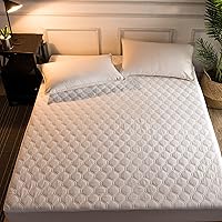 HaniMinna Premium Quilted Fitted Mattress Pad Queen - Natural Combed Cotton, Cooling Breathable Topper for Luxurious Sleep