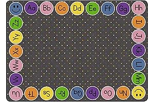 Gray Classroom Rug with Educational Designs
