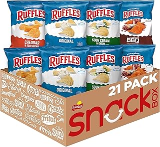 Ruffles Potato Chips, 4 Flavor Variety Pack, 1 oz Bags (Pack of 21)