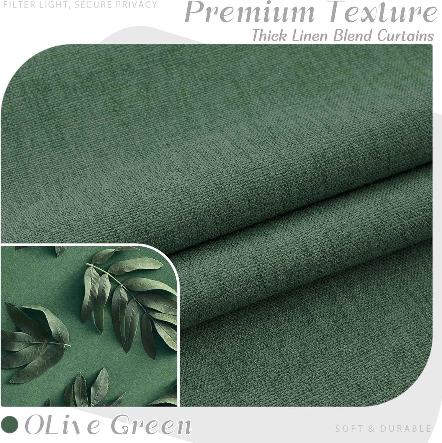 UHITECH 35 Inch Long Blackout Curtains for Kitchen Small Window Cafe Black Out Curtains for Bedroom Living Room Short Panels Thermal Drapes Sound Proof Olive Green