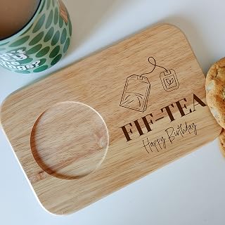 Fiftieth Birthday Present, Tea and Biscuit Serving Board, 50th Birthday Gift, Present For Friend, Tea Lover, Big 50, Grandma, Nana, Aunt