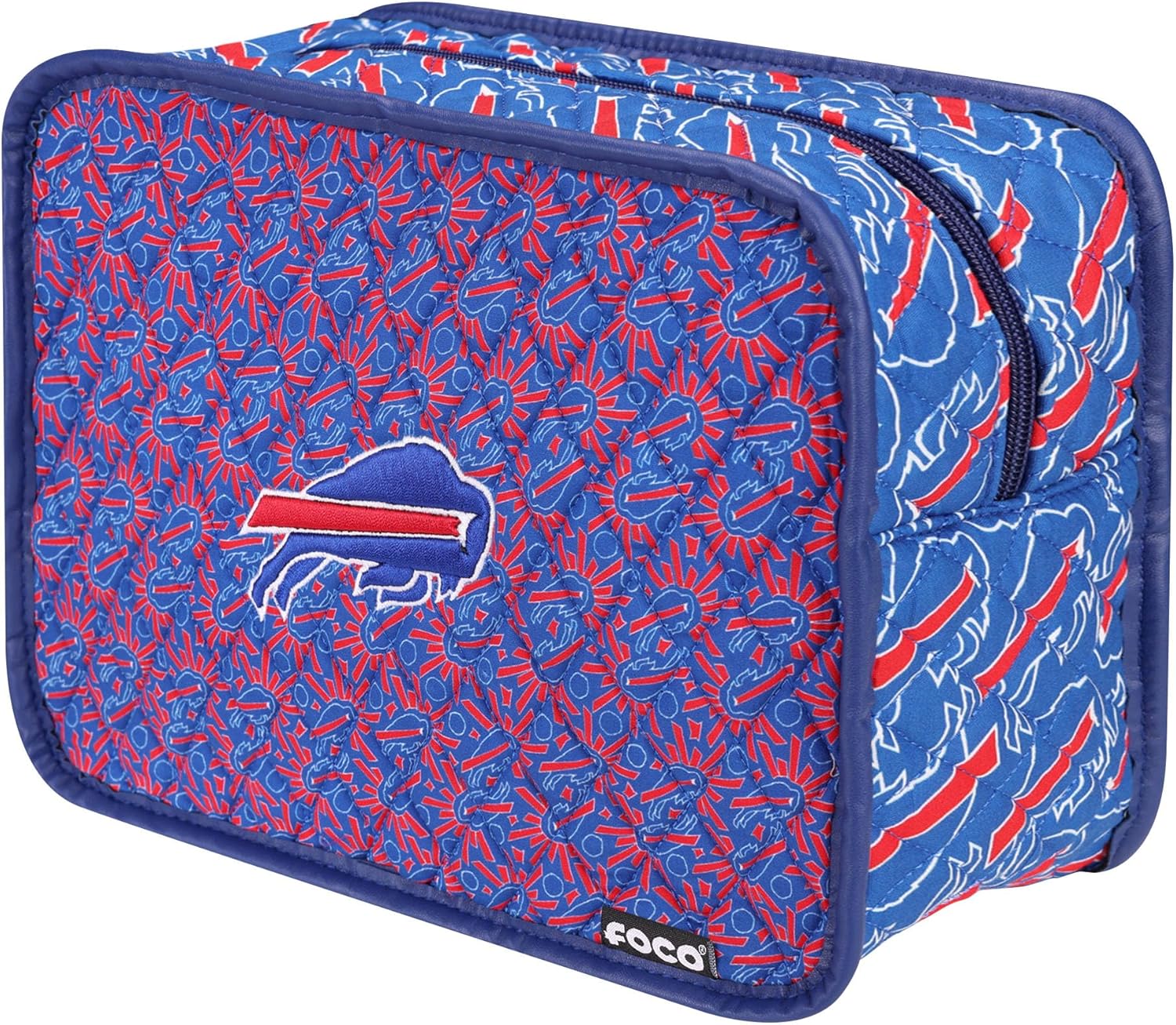 FOCO NFL Logo Quilted Printed Cosmetic Toiletry Bag, Team Color