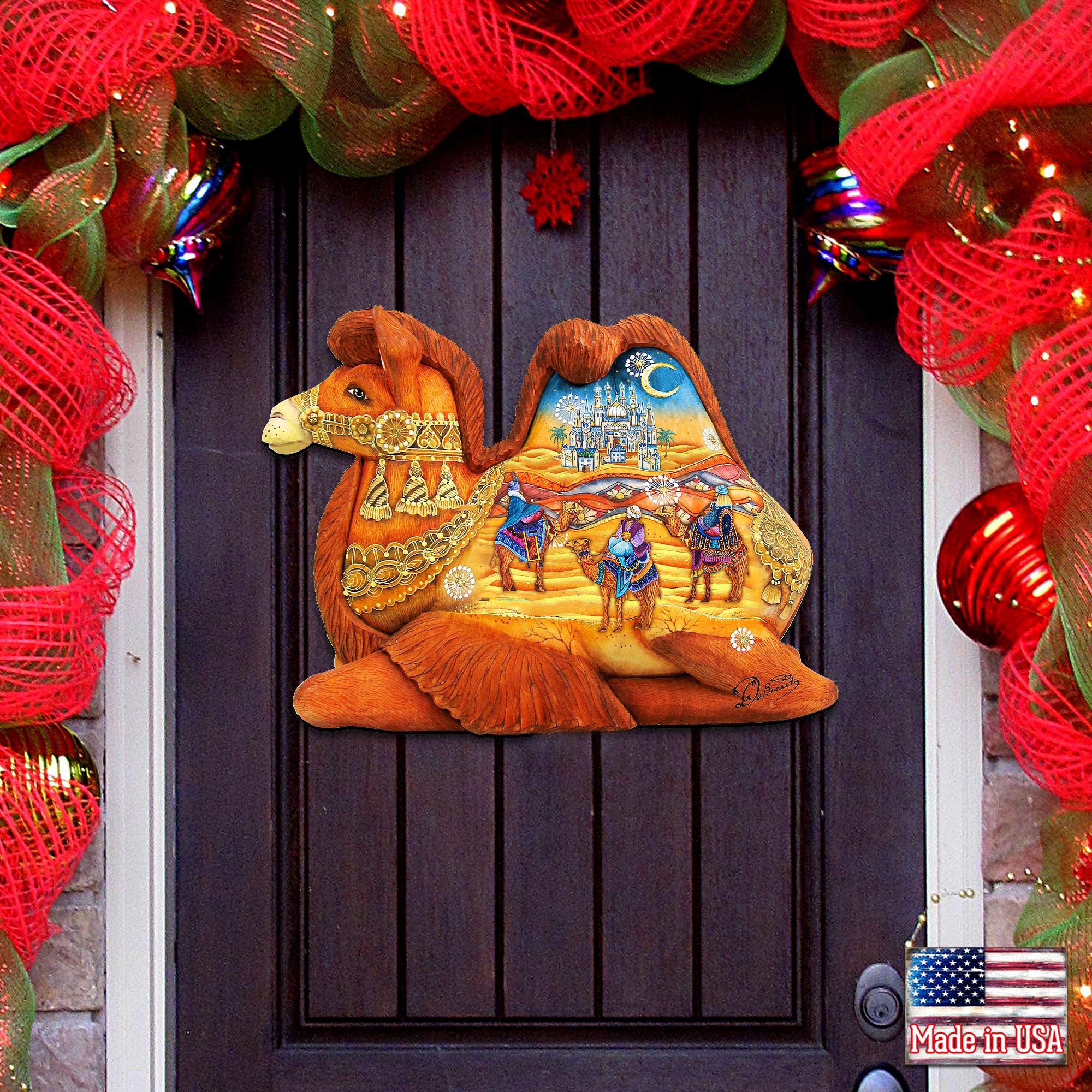 G. DebrekhtChristmas Decorations - Home Garden Outdoor Indoor Wall Door Decorations - Nativity Camel Three Wise Men Religious Door Hanger 8126519H