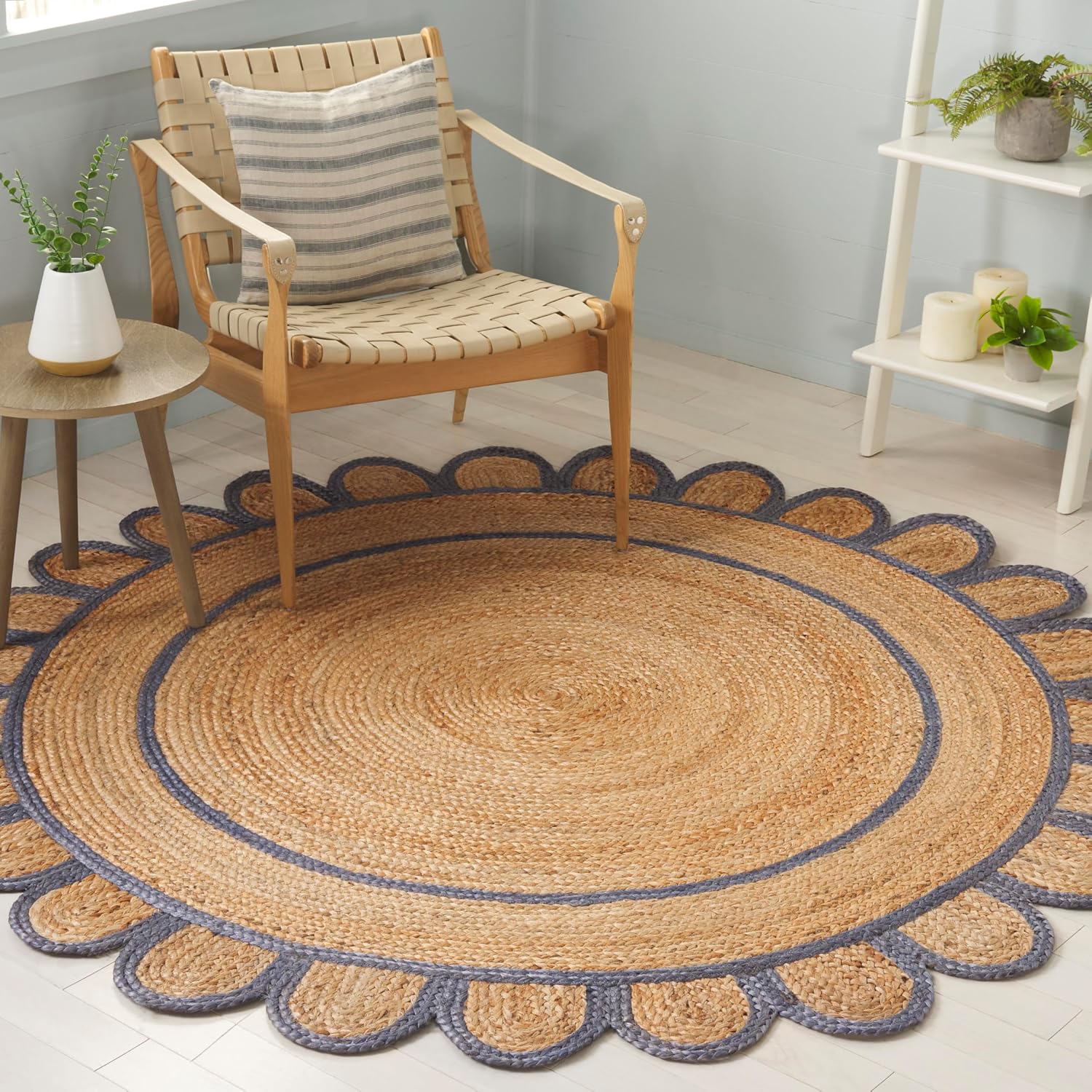 SAFAVIEH Area Rug 8x10 - Natural Fiber Collection - Large - Natural & Olive, Handmade Jute, Ideal for Living Room, Bedroom, Dining Space (NFB125X)