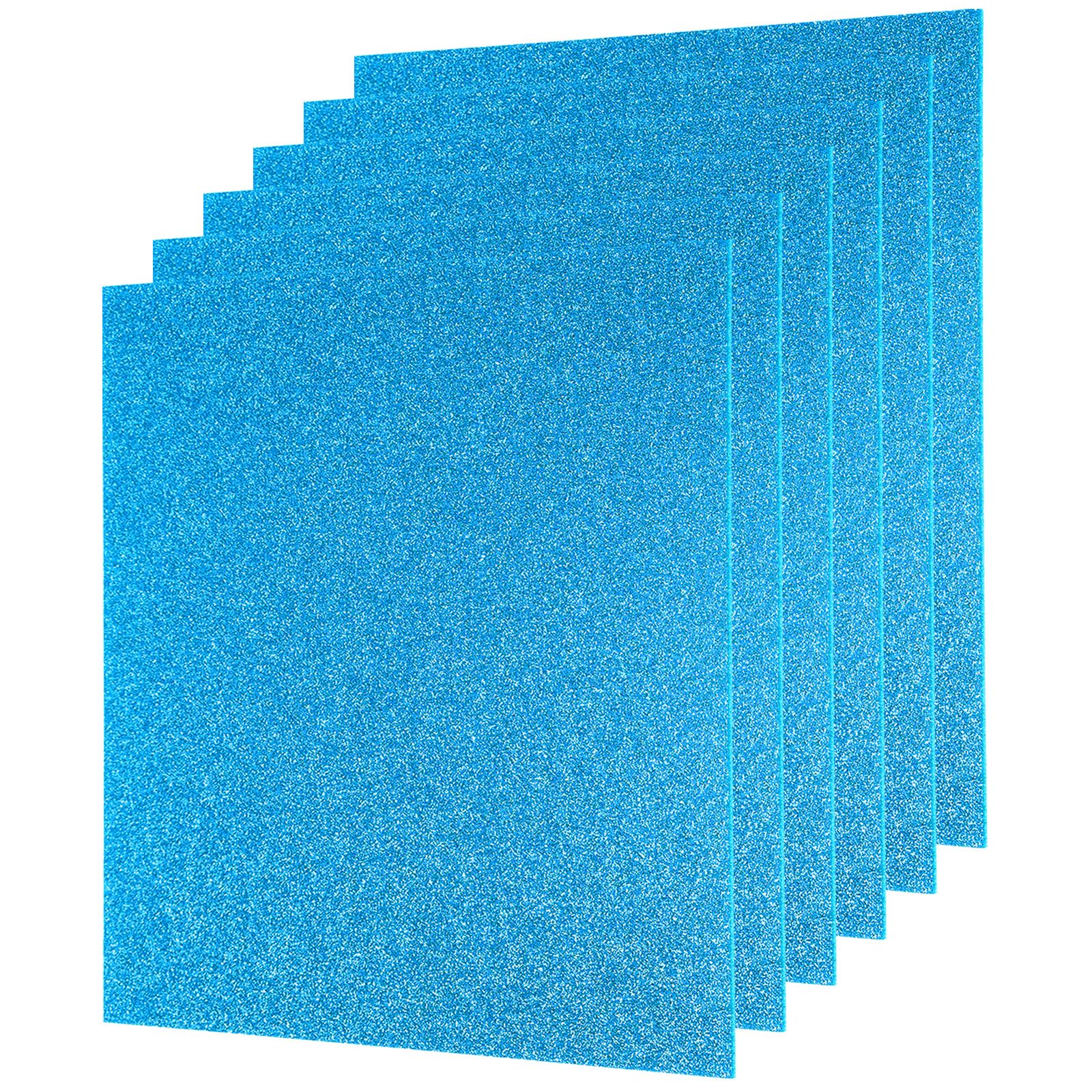 QUARKZMAN 6 Piezas láminas acrílicas azules con purpurina de 1/8" grosor 8" x 8" Láminas de plástico fluorescente brillante PMMA extruido translúcido en blanco para manualidades
