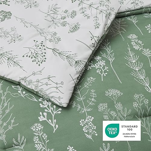 Miniatura 5 de Bedsure - Juego de edredón de tamaño queen, 3 piezas, bonito, con estampado floral, 1 suave edredón reversible con diseño botánico de flores y 2