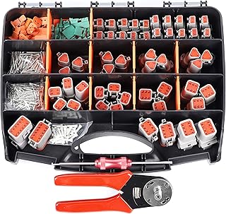DT Deustch Connector Kit - 2 3 4 6 8 12 Pin Connectors, Size 16 Solid Terminal Contacts 14-20AWG, Crimping Tool 12-20AWG DT, Connector Removal Tool, Waterproof Automotive Electrical Connector