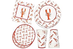 96 Pieces Disposable Lobster Plates and Napkins for Seafood Party