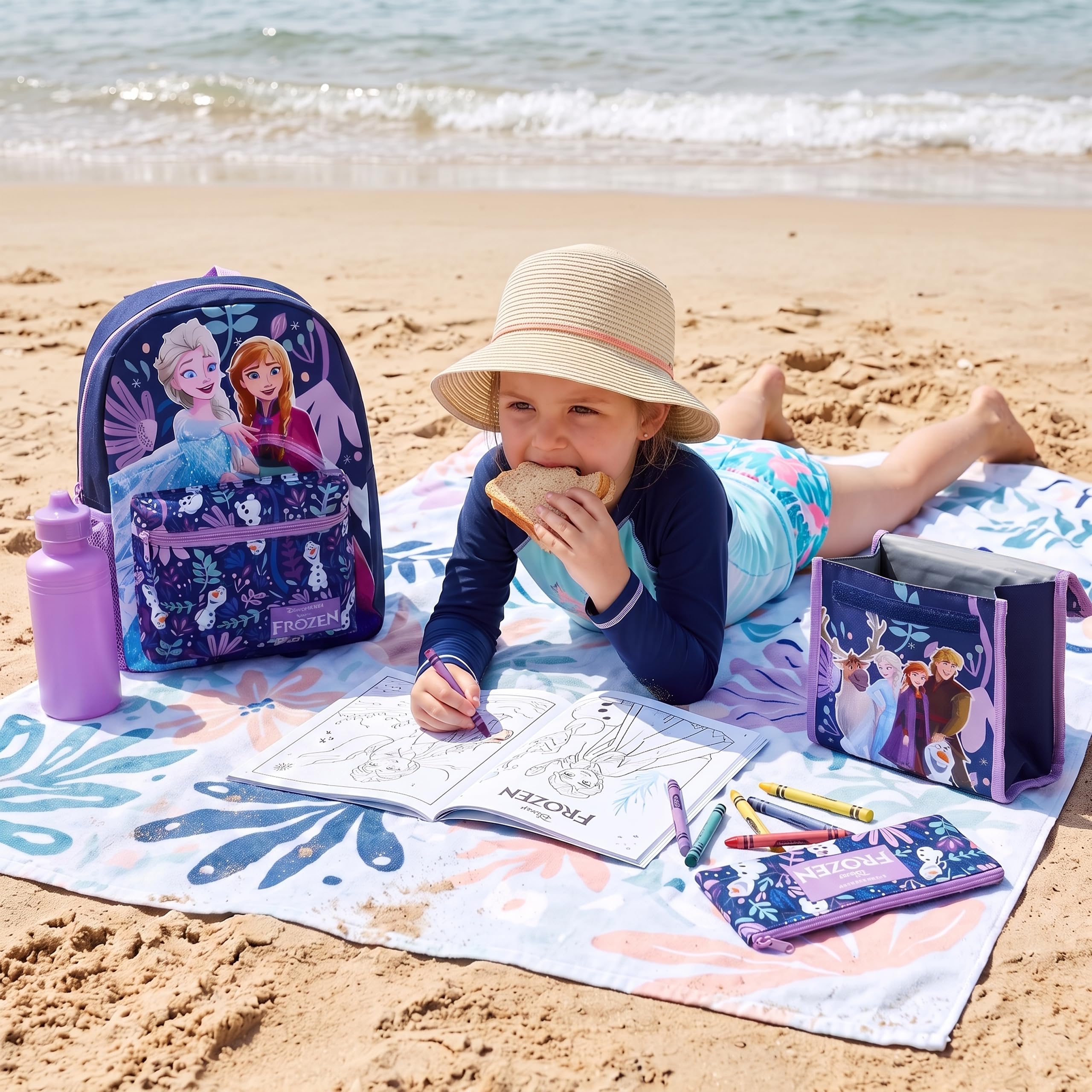 Disney Frozen Mochila Escolar Niña 4 Piezas, Mochila Elsa y Anna