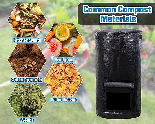 Miniatura 9 de MyLifeUNIT Contenedores de compostaje para exteriores, contenedor de compostaje para jardín exterior, bolsa de basura reutilizable para jardín, 34