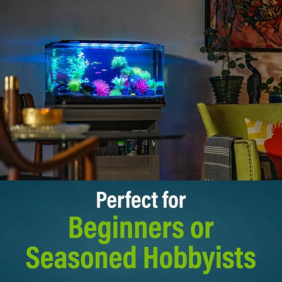 GloFish Aquarium Stand, 20 Gallons, Features Enclosed Storage Area, Display Area, Back Panel Cutout, Modern Farmhouse Look. Fish Tank Sold Separately