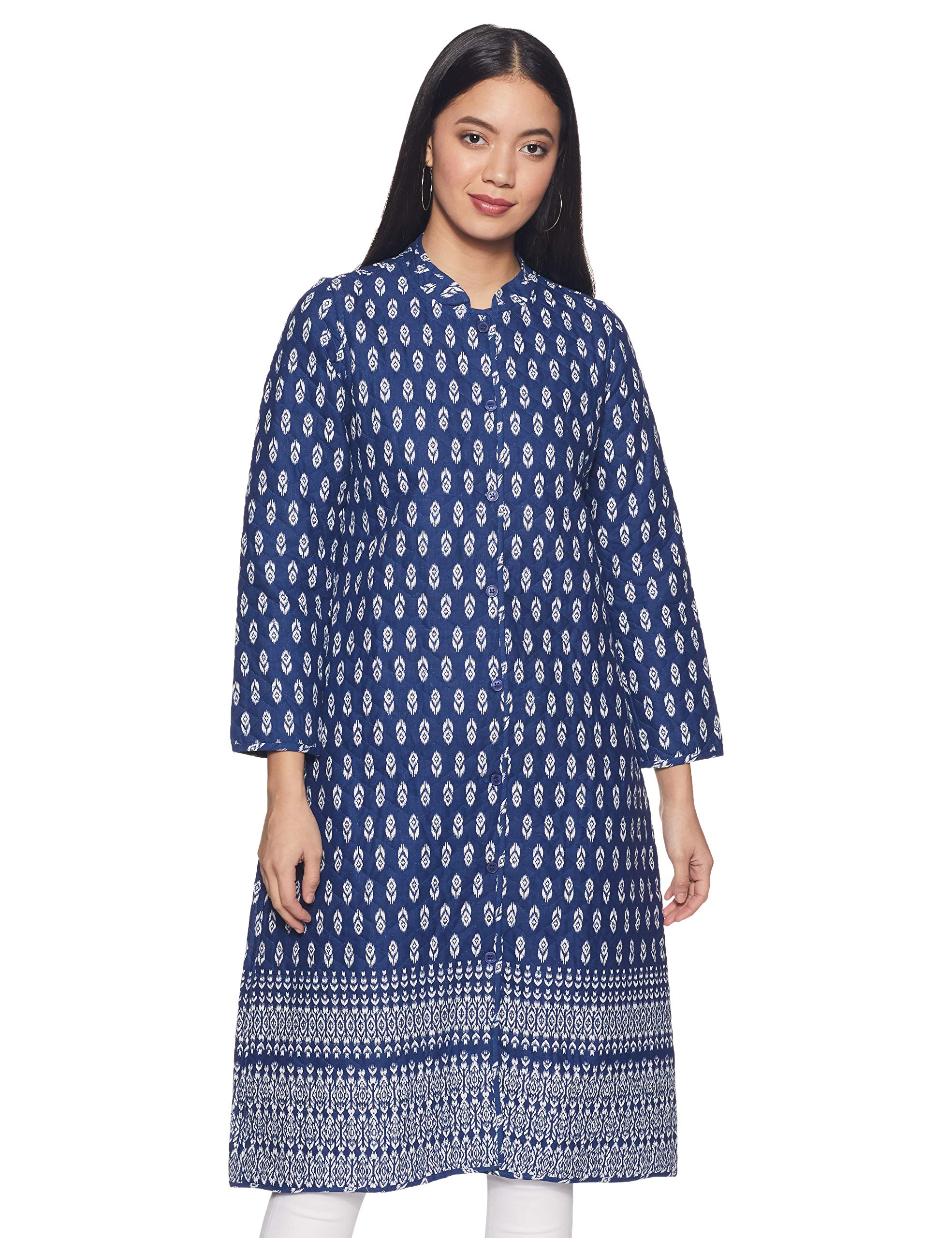 Rangriti Blue Cotton And Flex A Line Jacket For Women in blue