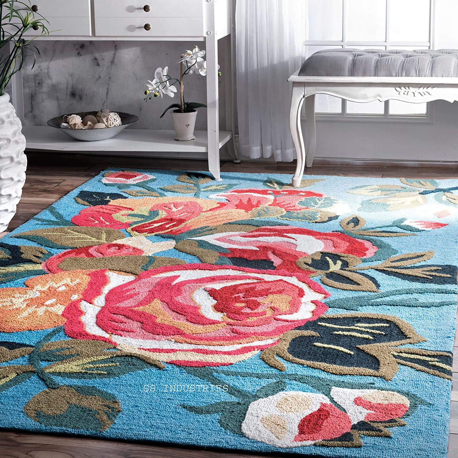 Unique Carpet Handmade Tuffted Pure Woollen Thick Classical Persian Carpet for Living Room Bedroom (Size 10 X 13 Feet Color Turques Multi) (B0B4KJ517D) Amazon Price History, Amazon Price Tracker