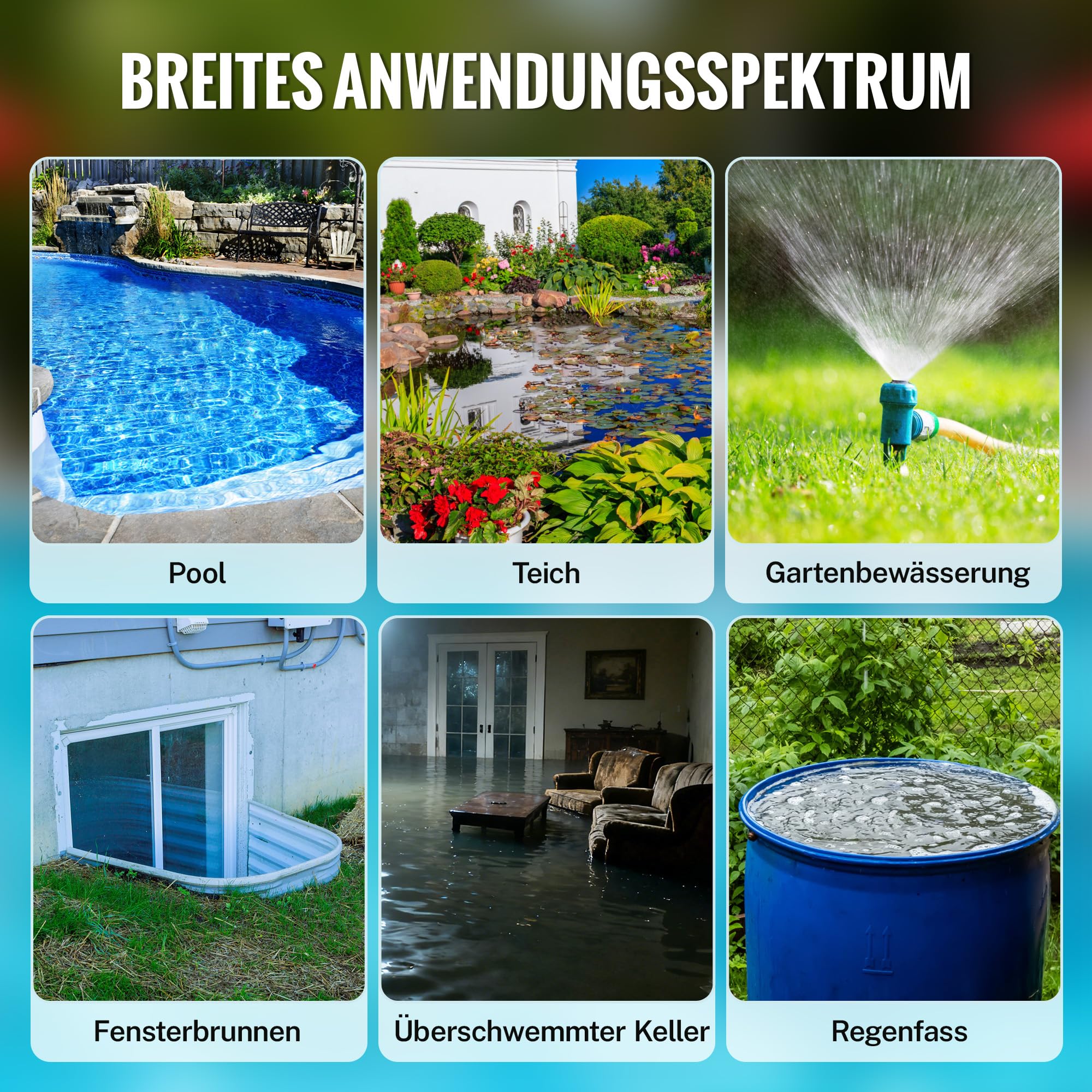 WORKPRO Schmutzwasserpumpe, 700W Tauchpumpe mit Fördermenge 17.000 l/h, Wasserpumpe mit Schwimmerschalter, Max. Förderhöhe 10 m, Max. Eintauchtiefe 7 m, Fremdkörper bis 30 mm, Auto und Manuell-Modus