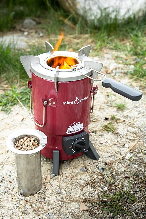 Smokehouse Moto, Ultimate Smokeless Wood-Fired Camping stove for Cooking, Grilling, Griddling, Perfect for Camping, RVing, Emergency Preparedness