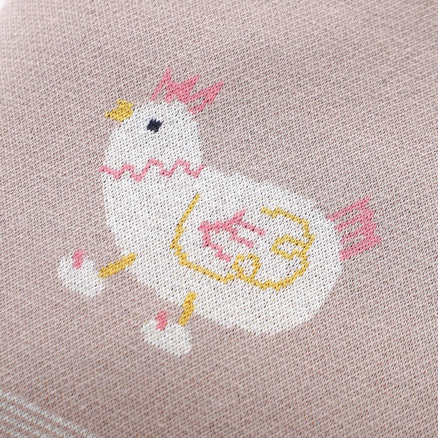 mimixiong Baby Blanket Knit Receiving Boys Girls Blanket Soft Cotton Neutral Blanke for Swaddle Crib Stroller with Cute Sheep (Chicken-Pink, 30x40 Inch (Pack of 1))