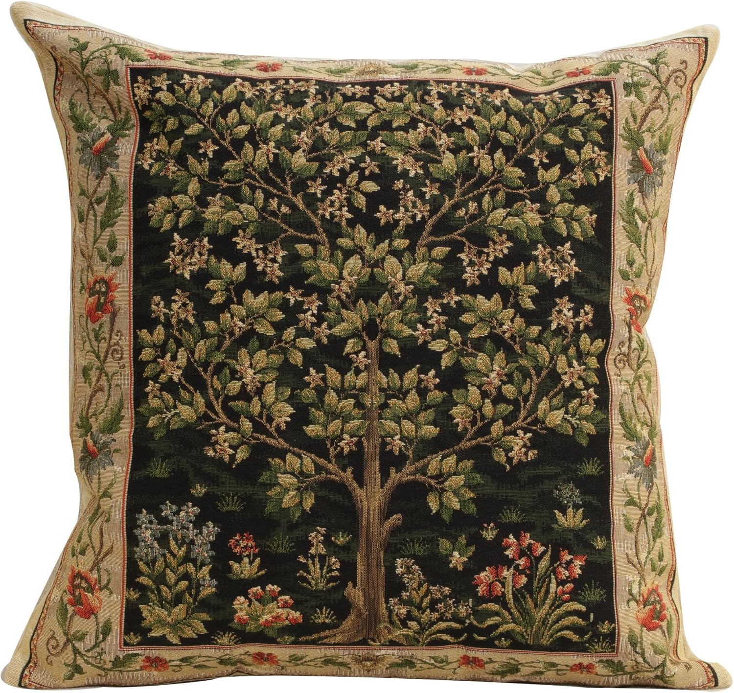 Charlotte Home Furnishings Throw Pillow Covers Decorative Boho Pillow Covers for Couch Living Room Black Tree Square Cushion Cases 18x18 in European Cotton Jacquard Woven for Cozy Bedroom Decor