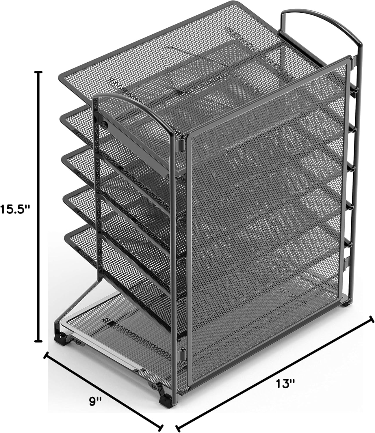Simple Houseware 6-Tier Sliding File Organizer, Desk Letter Tray for Document and Mail Sorting, Black, 2 Packs