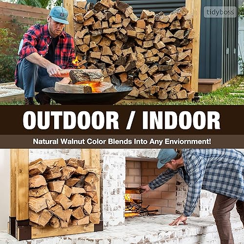 Miniatura 6 de TIDYBOSS Paquete de 2 estantes para leña para exteriores, soportes de 2 x 4 para madera, soporte de troncos para almacenamiento de madera, ajustable
