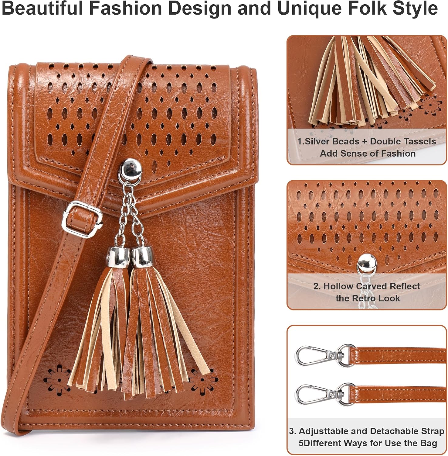  Small Crossbody Bags for Women, Tassel Purse, Gifts for Teen Girls thumbnail
