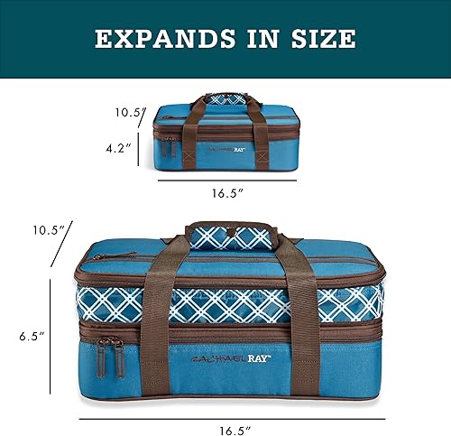 Miniatura 4 de Rachael Ray Expandable Insulated Casserole Carrier for Hot or Cold Food, Thermal Lasagna Lugger Tote for Potluck, Parties, Picnic, and Cookouts,
