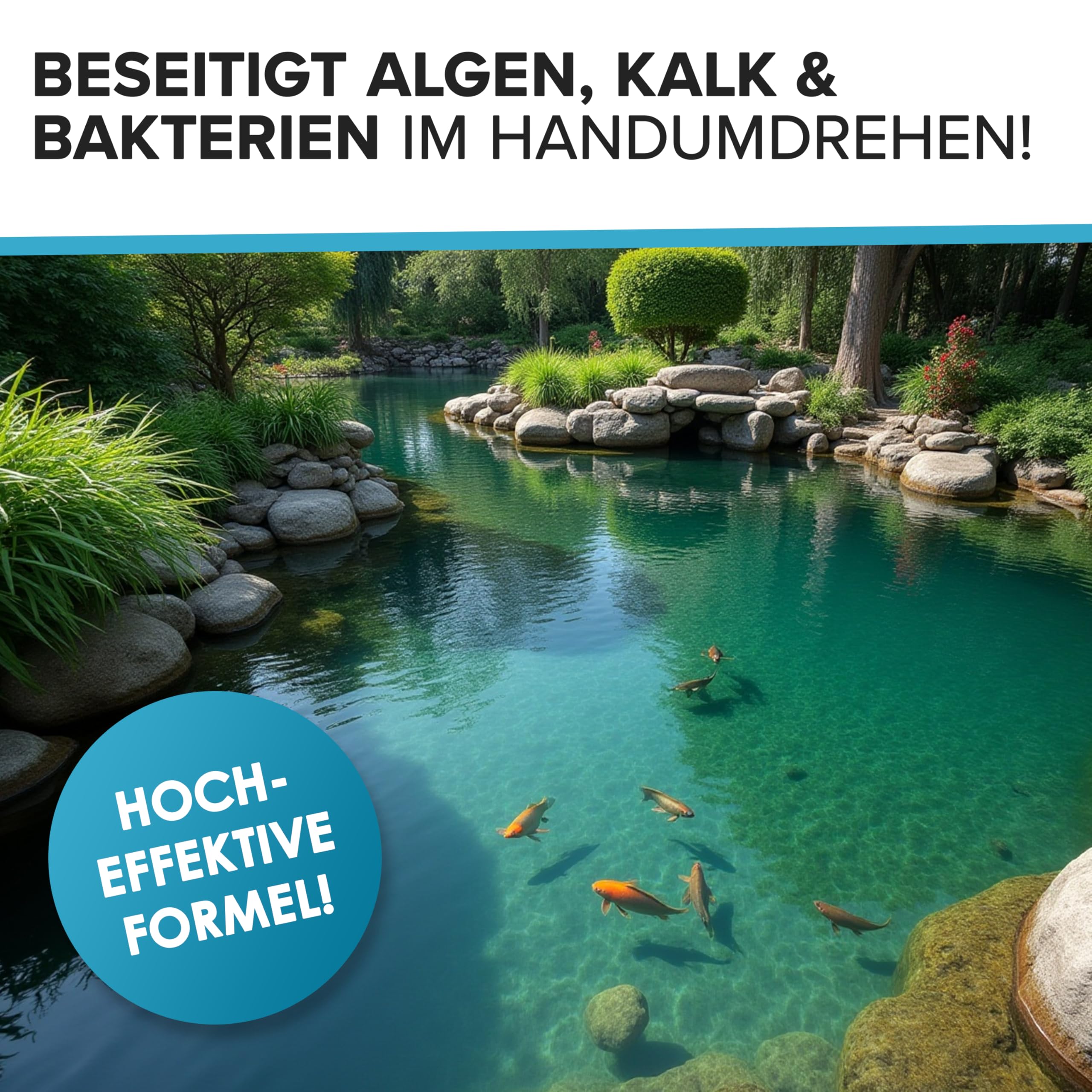 Teichklar 10L I Hocheffektive Teichpflege & Brunnenreiniger I Algenvernichter für Teich und Brunnen I Teichklärer sorgt für klares Teichwasser und schont Fische und Pflanzen