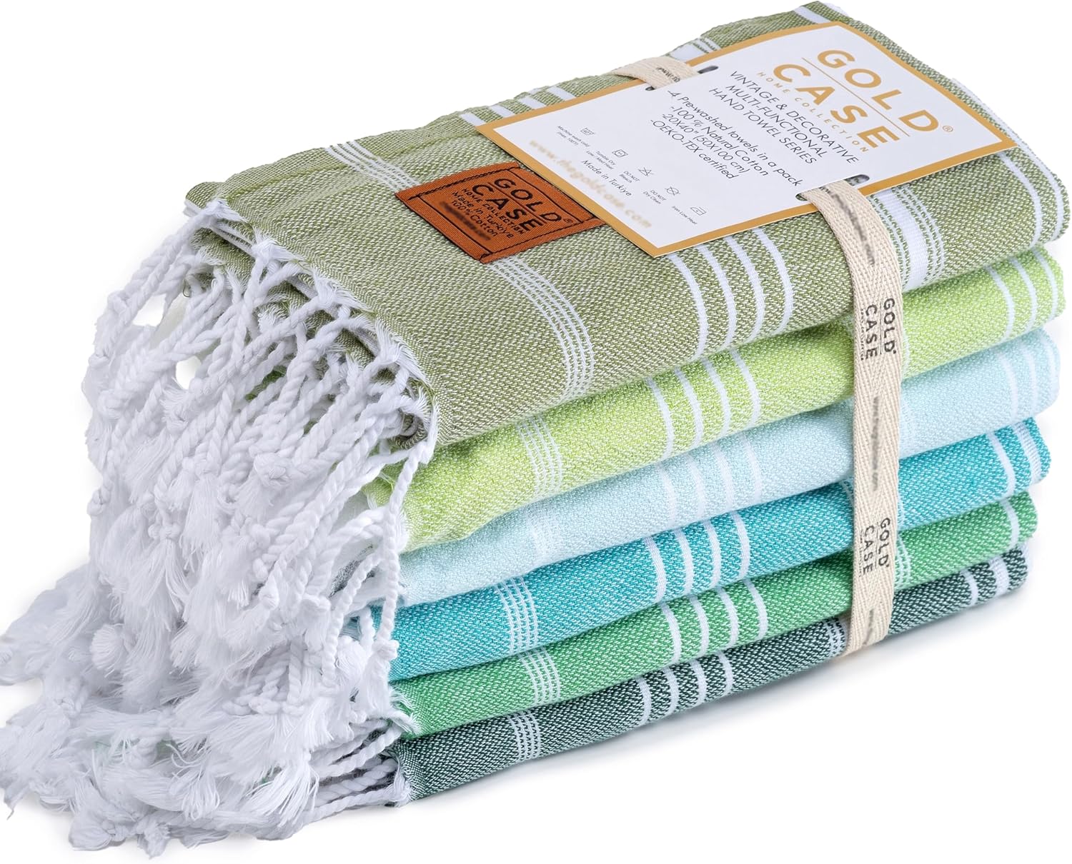 GOLD CASE HOME COLLECTION Bundle of LYCIA Beach and Hand Towel - Set of 6 - Green Tones