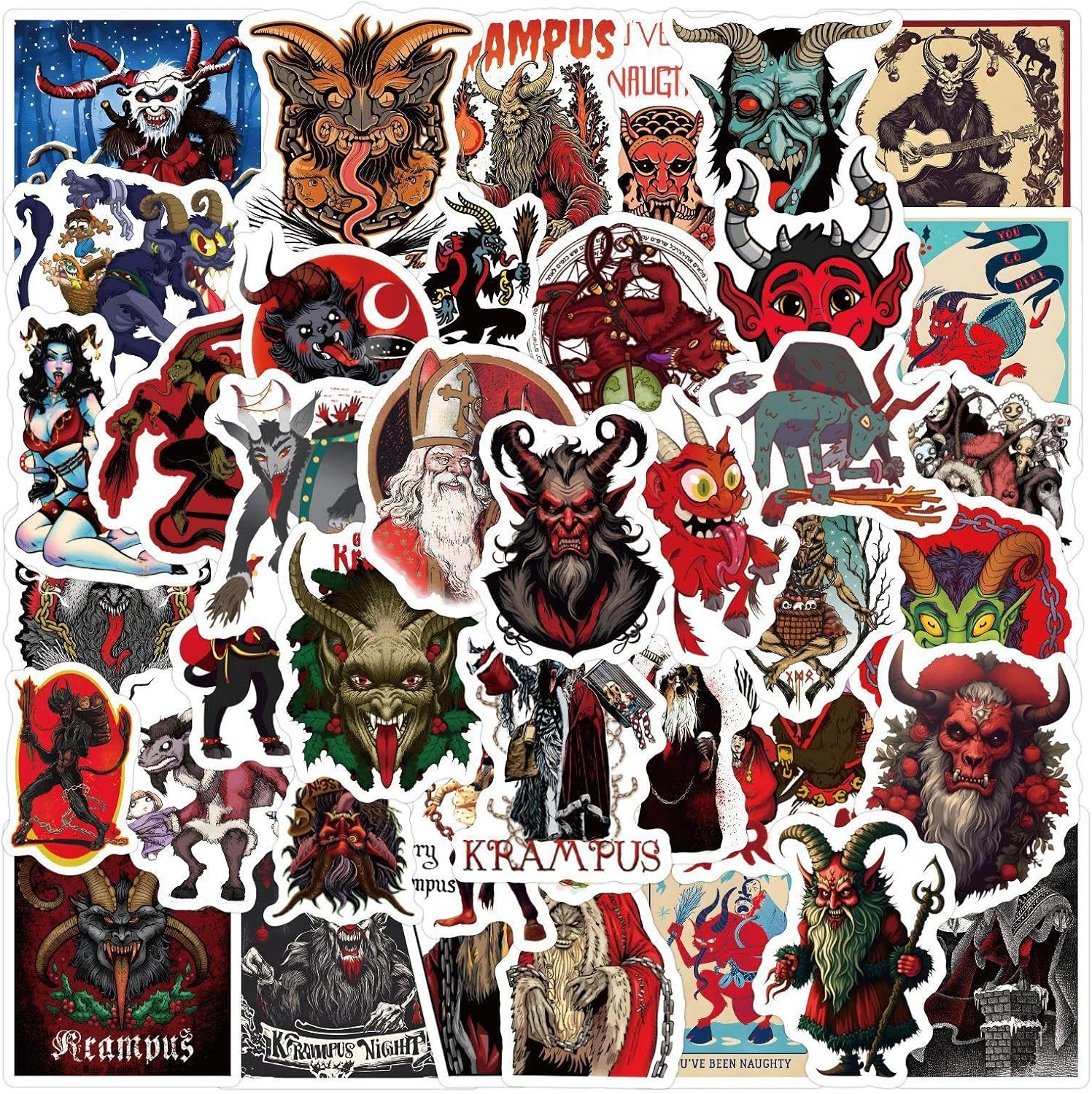 Amazon.com: 60pcs Horror Krampus Stickers, Cool Devil Stickers, Fun ...