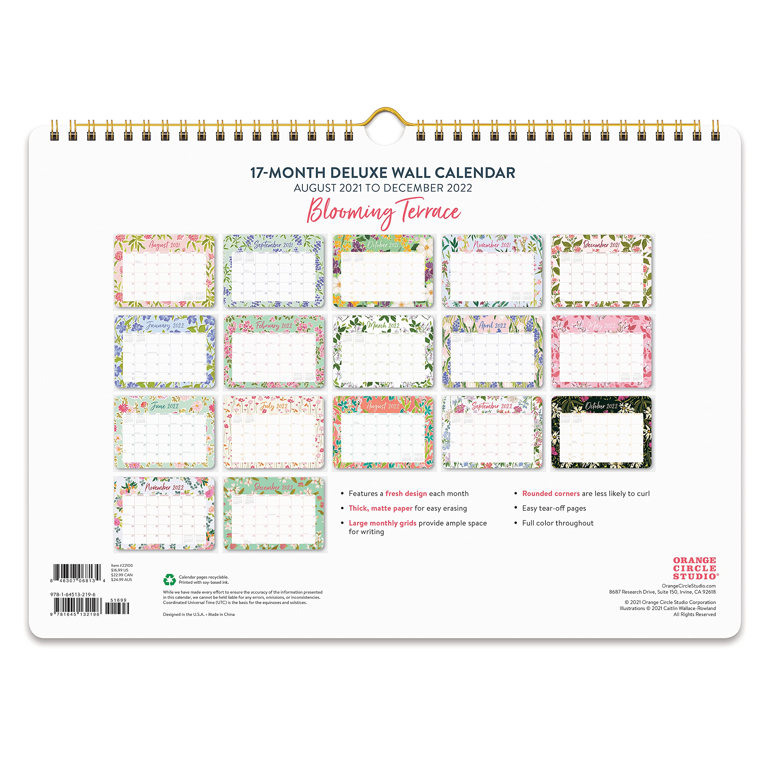 2022 Wall Calendar, Spiral Desk Calendar and Office Calendar 2022, At a