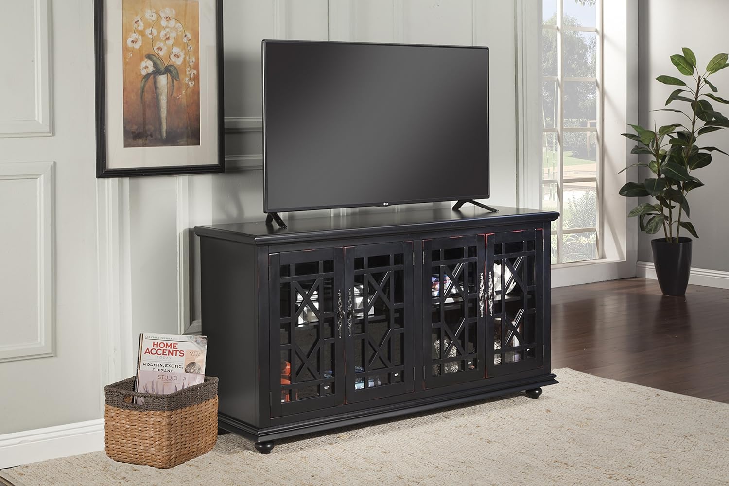 Martin Svensson Home Cassandra 63" TV Stand, Antique Black : Home & Kitchen
