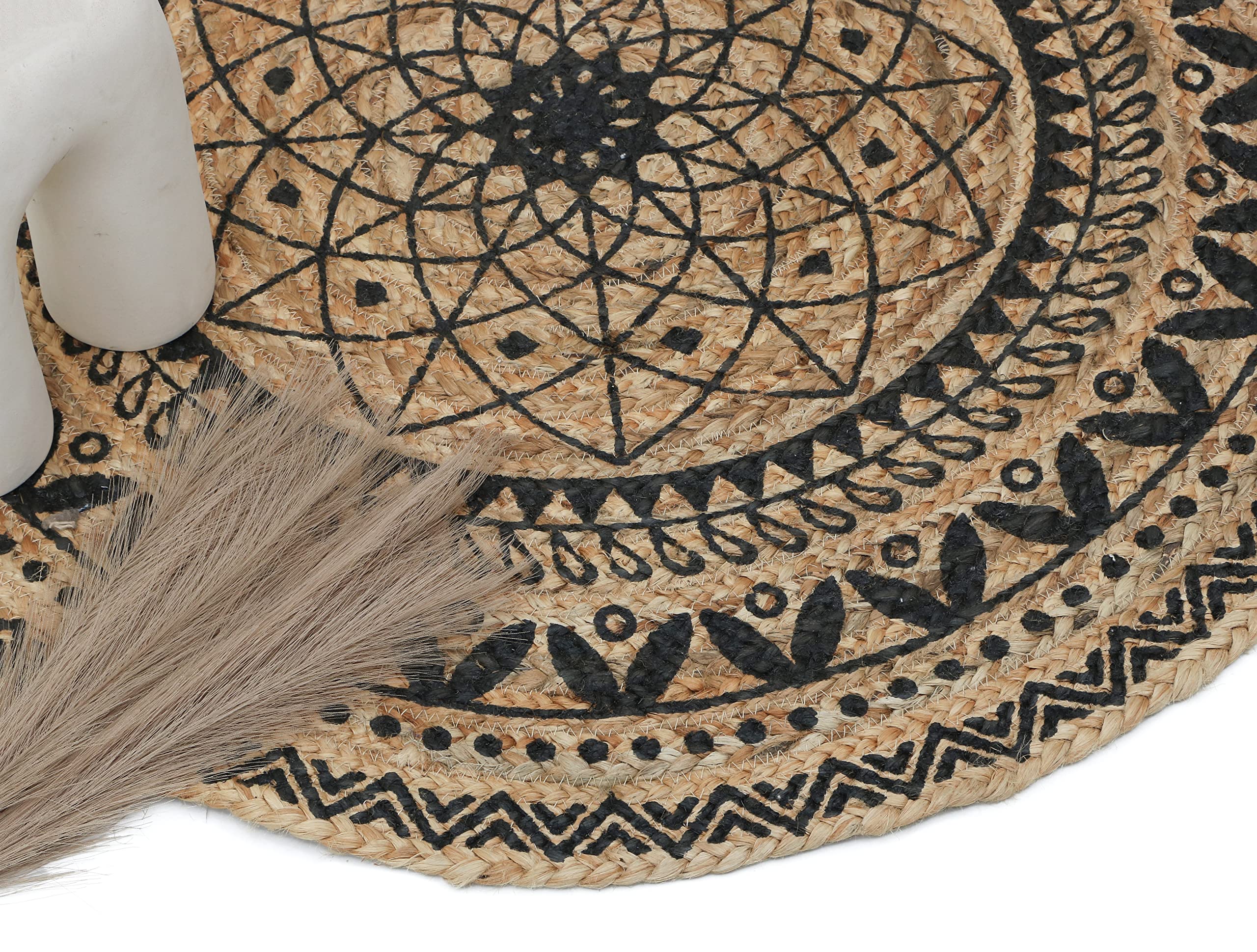 THE HOME TALK Natural Handcrafted Braided Round Jute Rug - 90CM|Traditional Carpet For Living Room,Kitchen,Entryway,Bedroom,Dining Room|Rustic Bohemian Decor|Durable,Anti-Skid Carpets for Centre Table 4