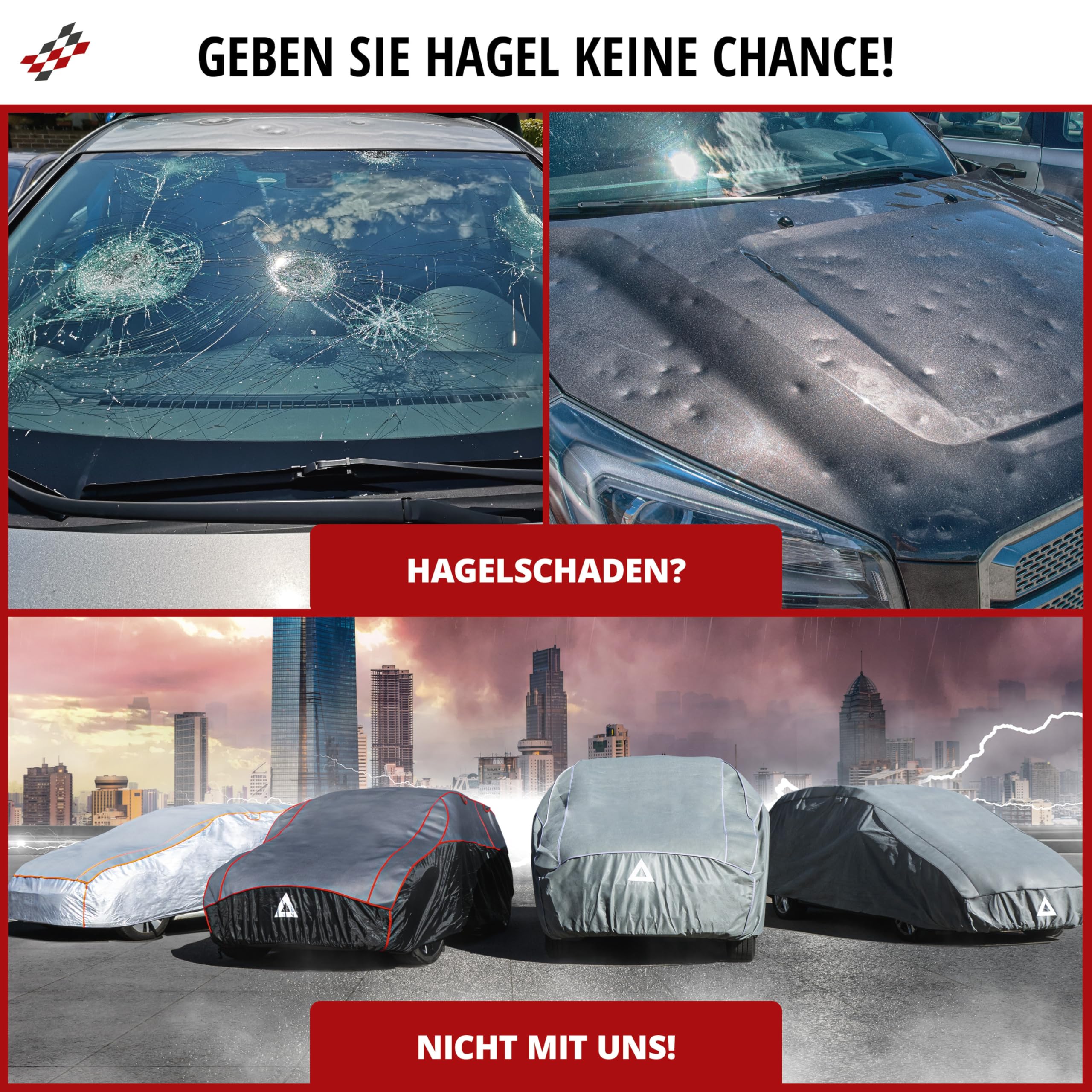 WALSER Auto plandeka przeciwgradowa Hybrid UV Protect SUV, osłona przeciwgradowa wraz z zestawem mocującym, pokrycie samochodu grad, rozmiar: XL