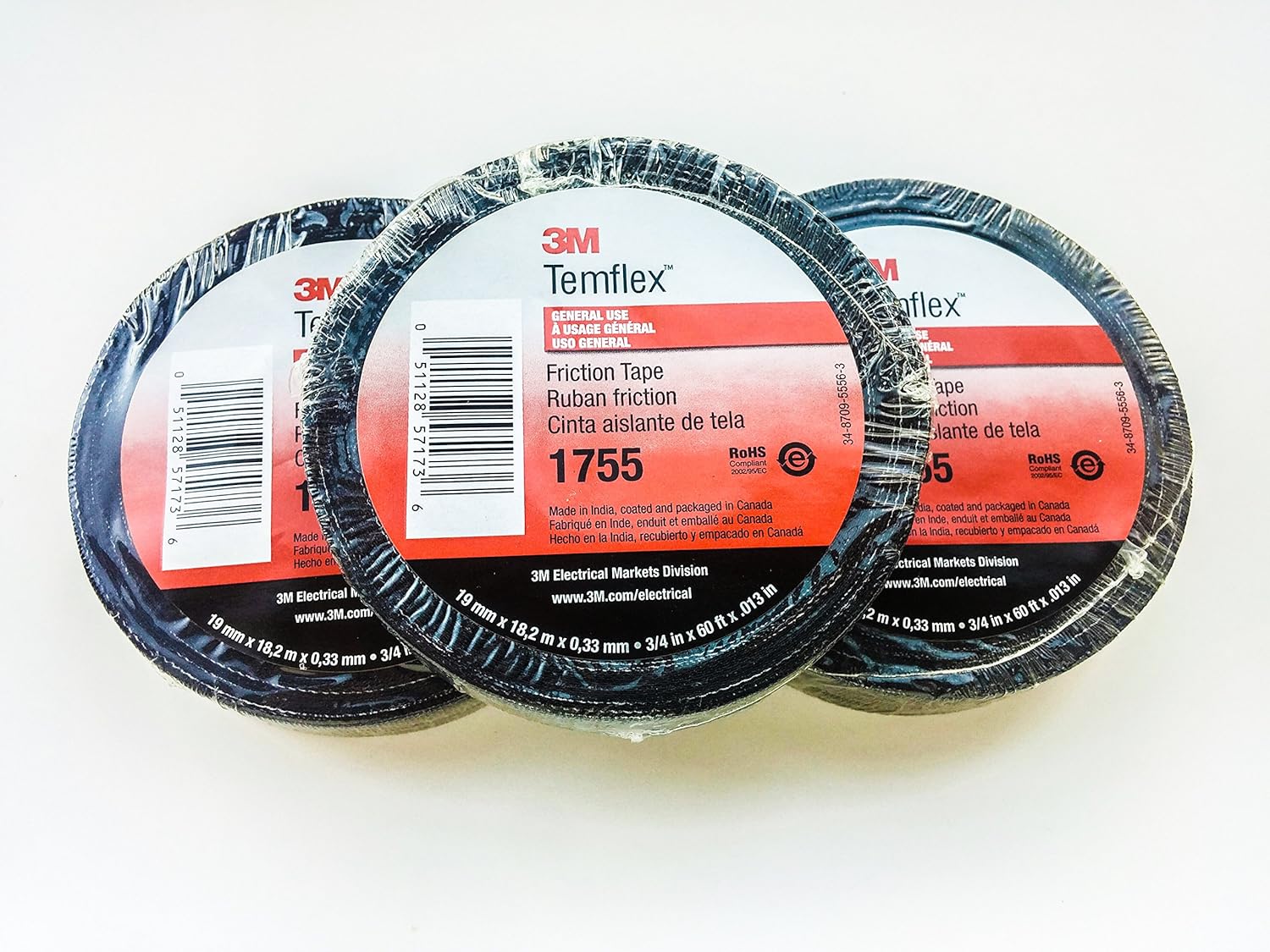 3M Temflex 1755 3/4" Wide by 60' Long Cotton Friction