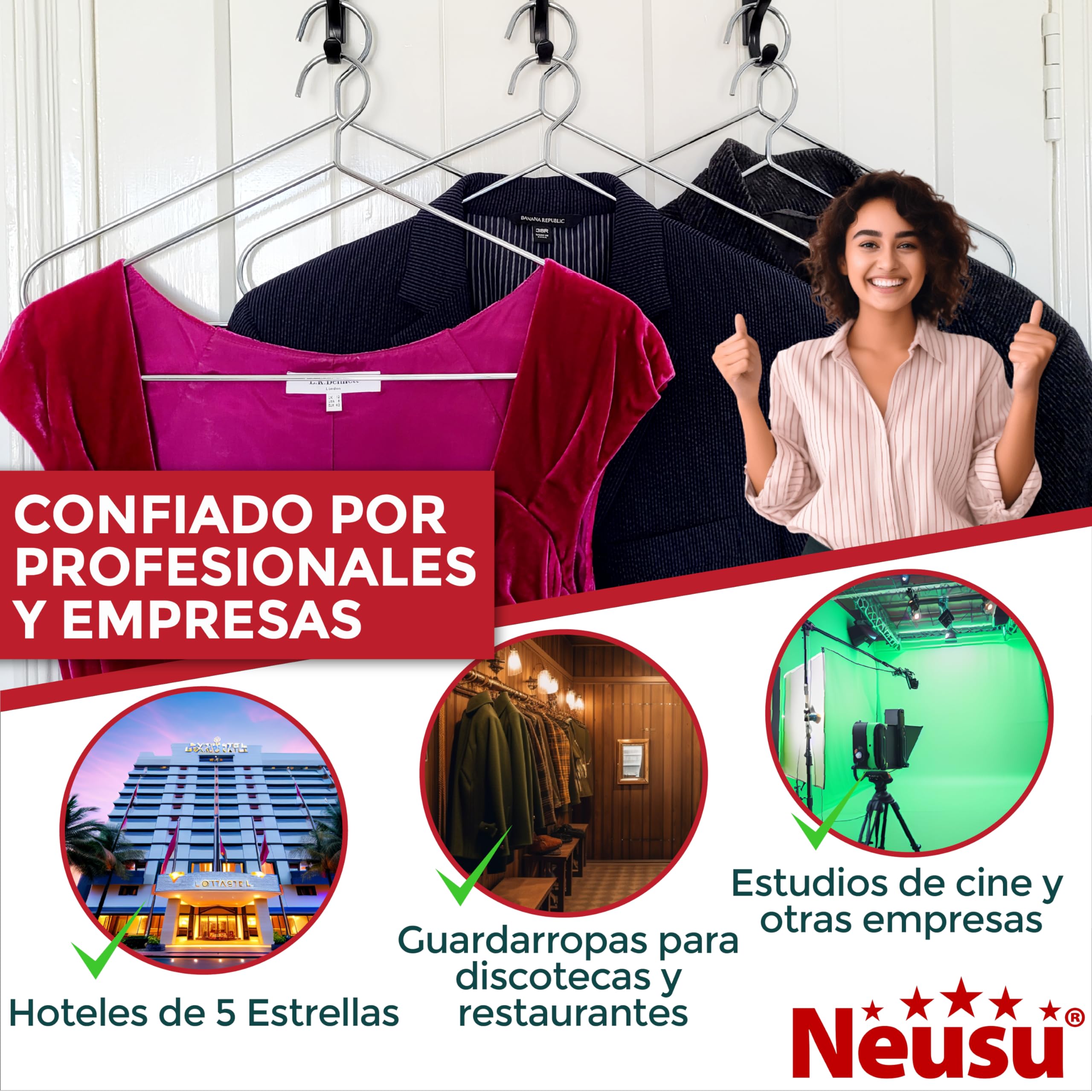 Neusu Perchas resistentes para armario (10) – 5 mm de metal utilizado por hoteles de primera calidad