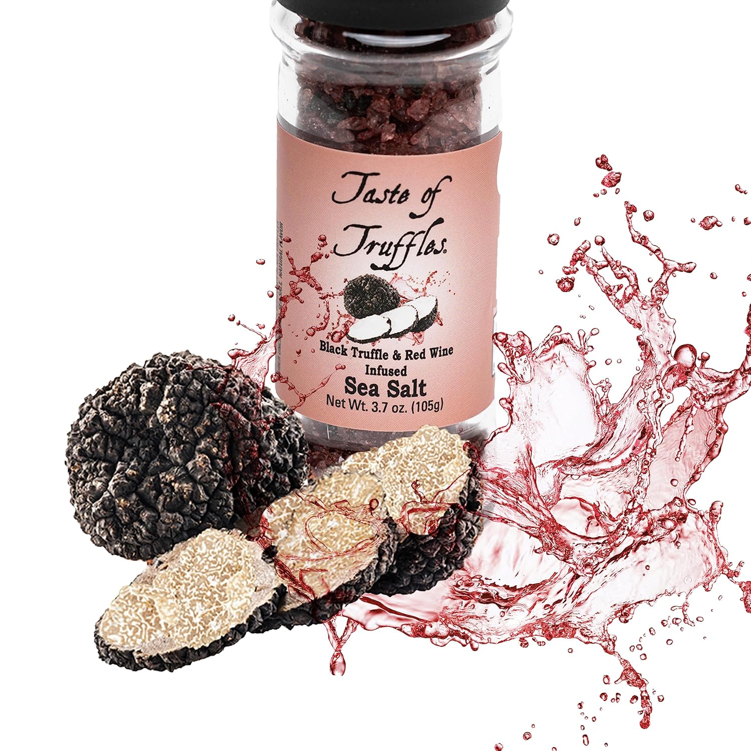 Black Truffle and Red Wine infused Sea Salt | wt 3.7 oz | 105 gr