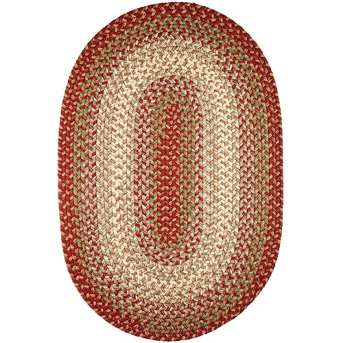 Super Area Rugs Oval 3X5 Rust Red/Green Braided Rug Hartford Primitive Decor Carpet - Indoor Outdoor - 3' X 5' Woven Ent