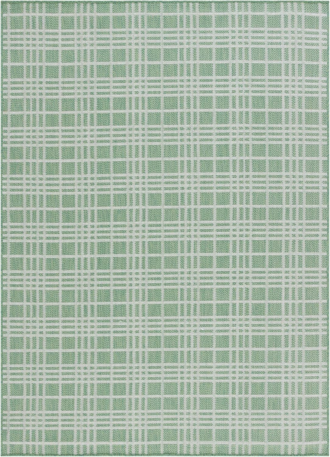 Safavieh Washable Rug Outdoor Bermuda Collection - 4' x 6', Green & Ivory, Non-Shedding & Easy to Clean, Ideal for Patio, Backyard, Mudroom (BMU860Y)