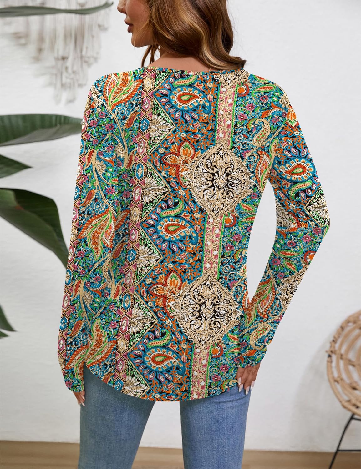 LUYYA Women's Long Sleeve Pleated V Neck Blouse Business Casual Tunic Top Loose Fit Work Shirt - Image 5