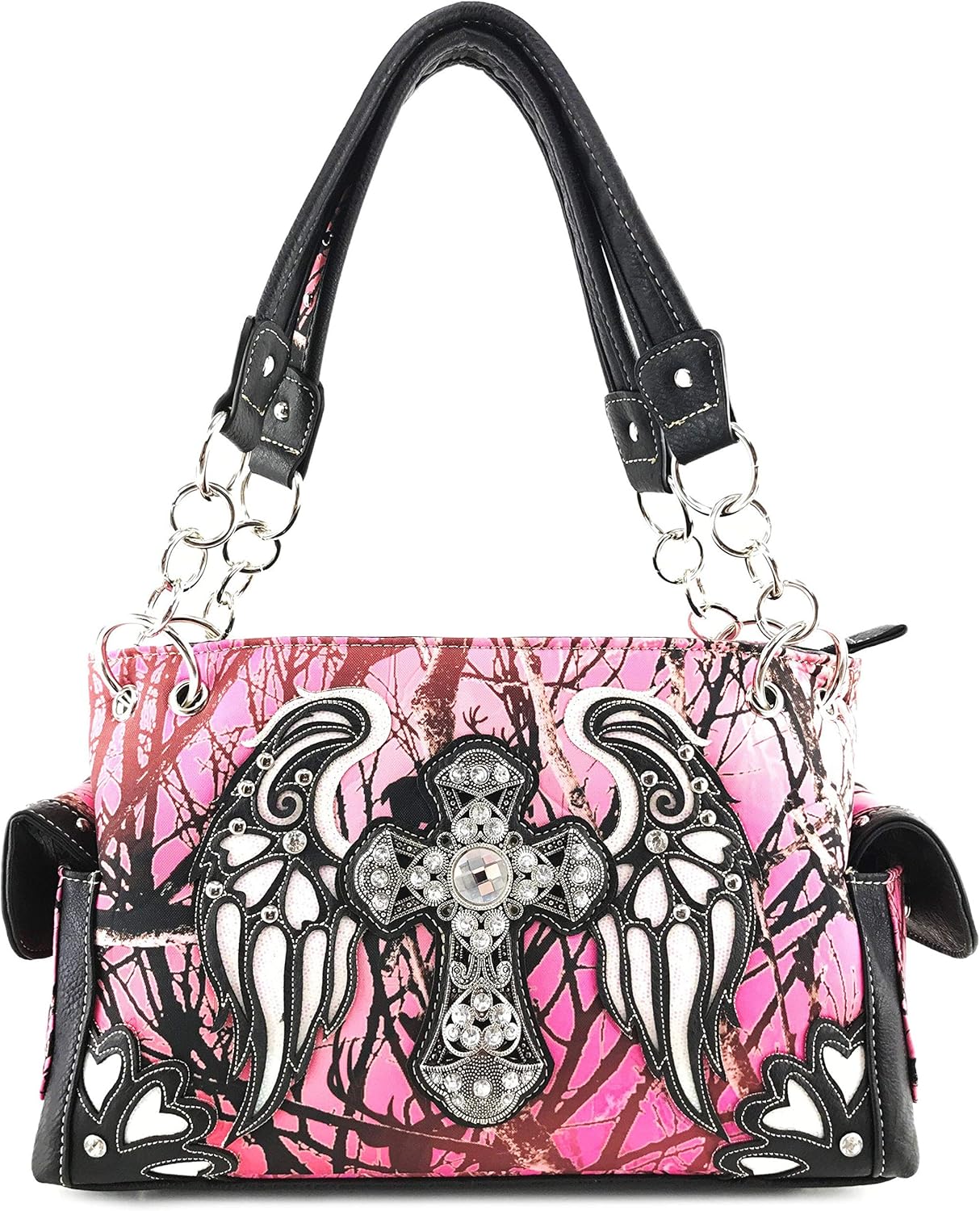 Zelris Camouflage Shine Glow Cross Wings Women Conceal Carry Handbag