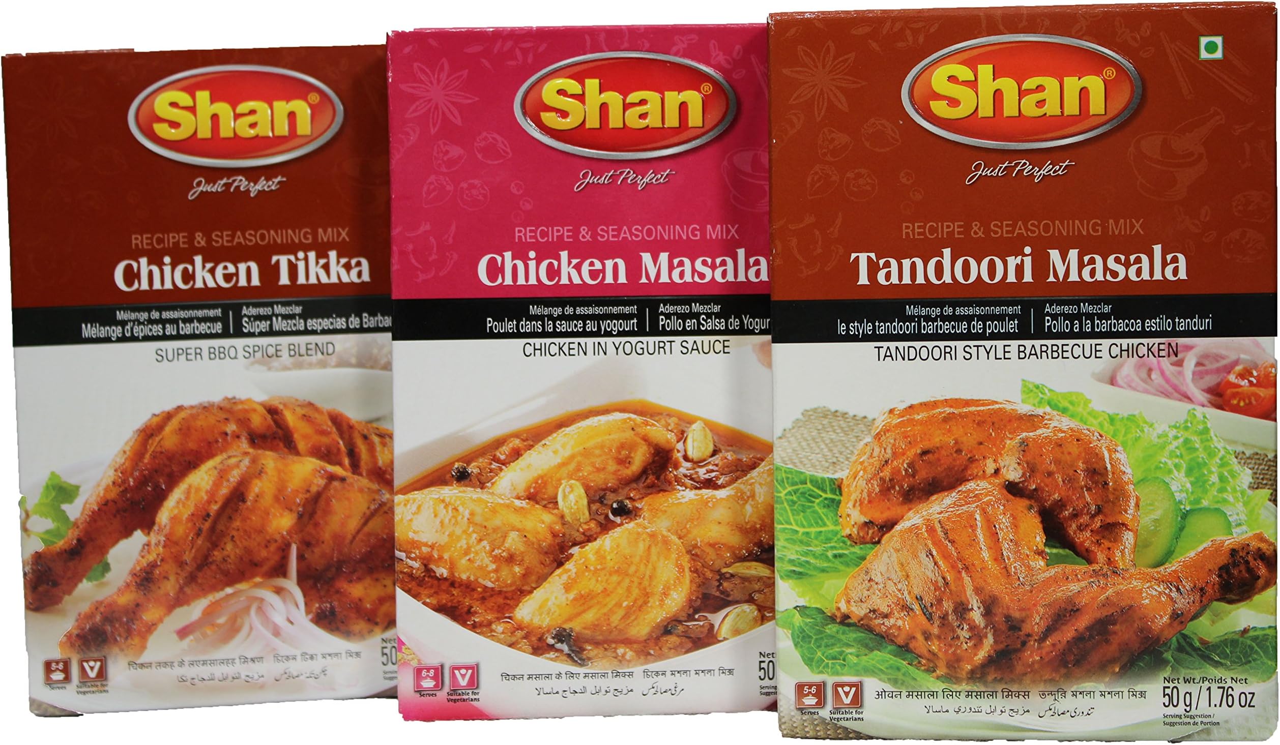 Shan Foods Masala Chicken Value Pack (Tikka BBQ, Tandoori, Masala) Mix Spices- Meat Ingredients – Vegetable Dishes - Indian/Pakistani Bundle Combo Variety – Curry Mix Powder Seasoning – Special