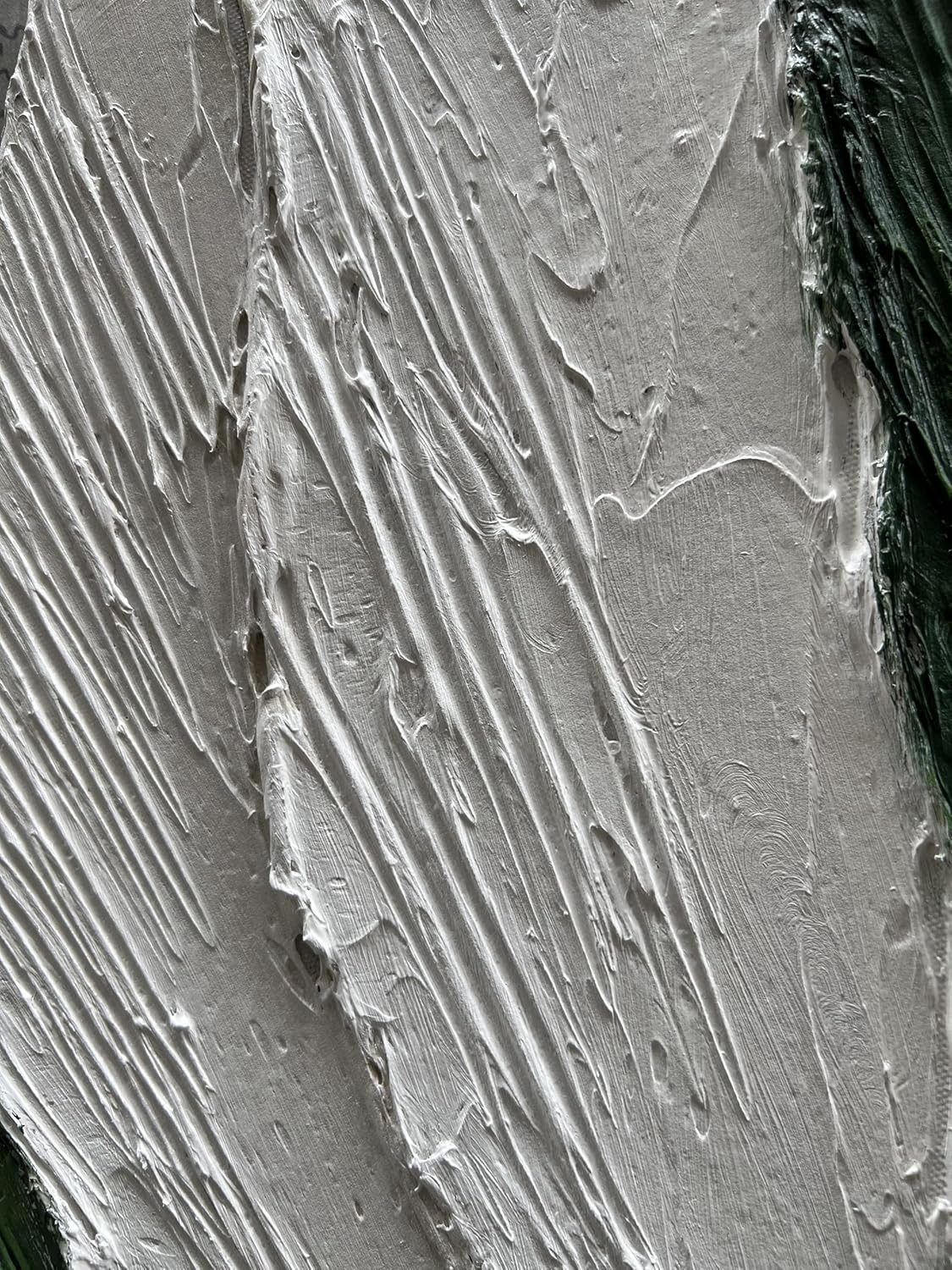 Diathou Art Hand-painted green and white textured oil paintings Modern abstract canvas art home wall decoration 40x28 inches