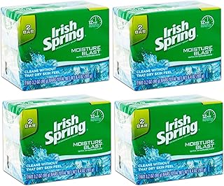 Irish Spring Deodorant Bar Soap Moisture Blast with HydroBeads, 3.75oz, 8 Bars