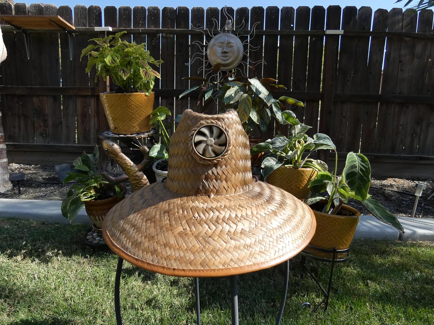 KOOL BREEZE SOLAR HAT - Plain Thurman Straw Hat - Solar Sun Hat Cooling Fan with Power - Extra Large