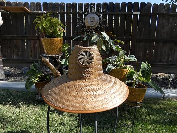 KOOL BREEZE SOLAR HAT Plain Thurman Straw Sun Hat XL, Solar Fan Hat, Cooling Hat, Solar Powered Fan, Straw Hat for Men