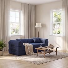 4-in-1 Foldable Convertible Sofa Bed, 79" Oversized Boneless Mattress Sleeper Couch Bed Foldable Teddy Sofa for Living Room Bedroom, Modular Cloud Folding Loveseat,No Assembly